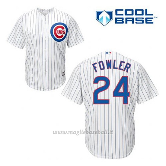 Maglia Baseball Uomo Chicago Cubs 24 Dexter Fowler Bianco 1ªCool Base